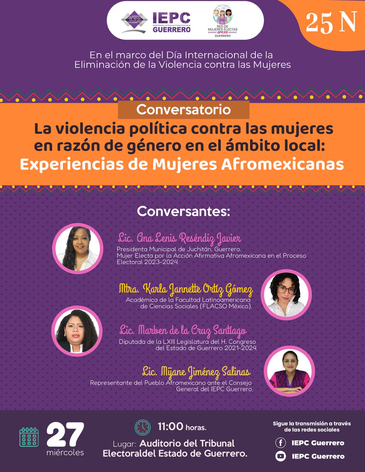Conversatorio “La violencia política contra las mujeres en razón de género en el ámbito local: Experiencias de Mujeres Afromexicanas”
