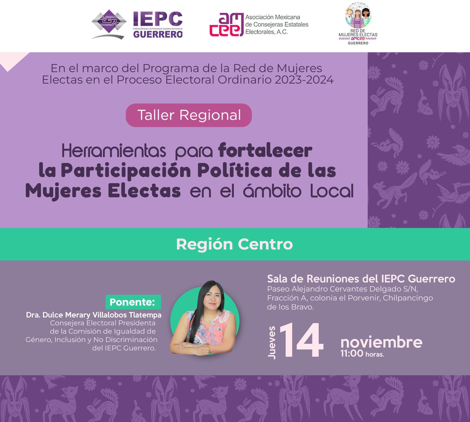 Taller Región Centro: Herramientas para fortalecer la participación política de las mujeres electas en el ámbito local.
