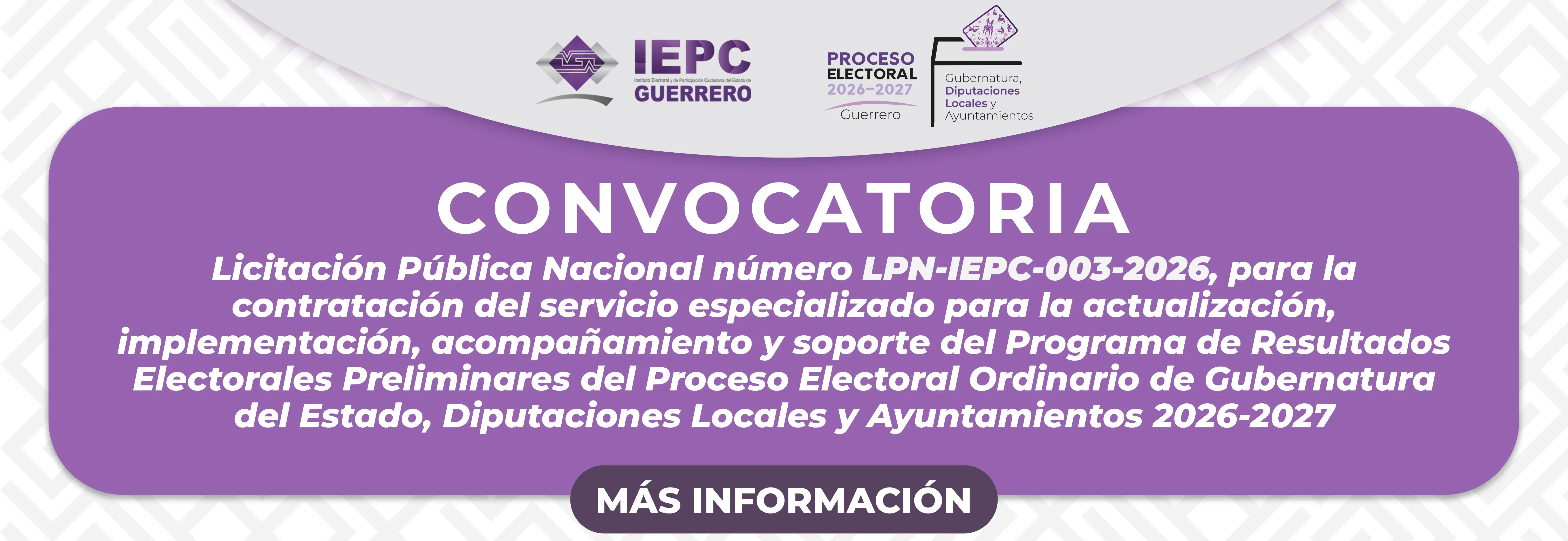 Convocatoria de la Licitación Pública Nacional número LPN-IEPC-003-2026