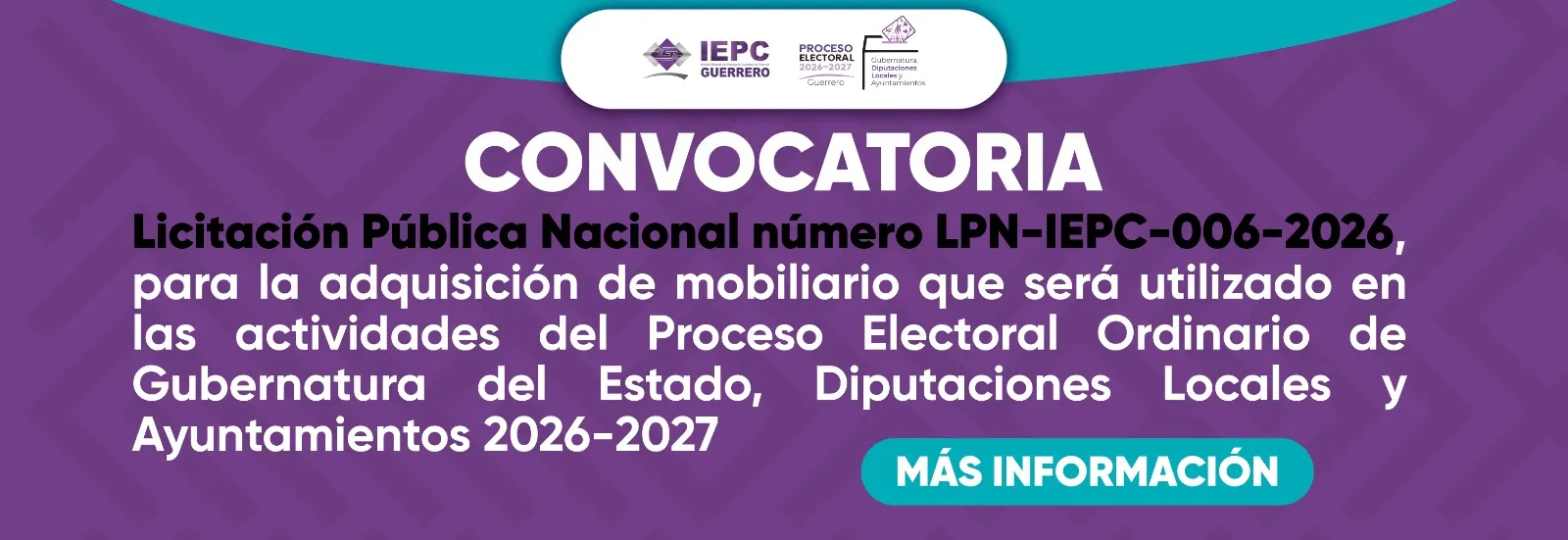 Convocatoria de la Licitación Pública Nacional número LPN-IEPC-006-2026