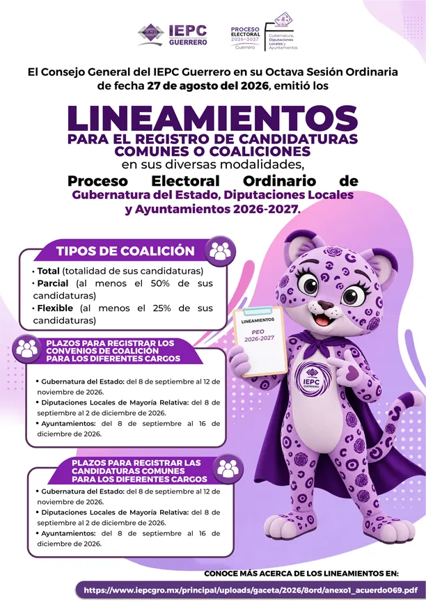 Registro de Candidaturas Comunes y Coaliciones PEL 2026-2027