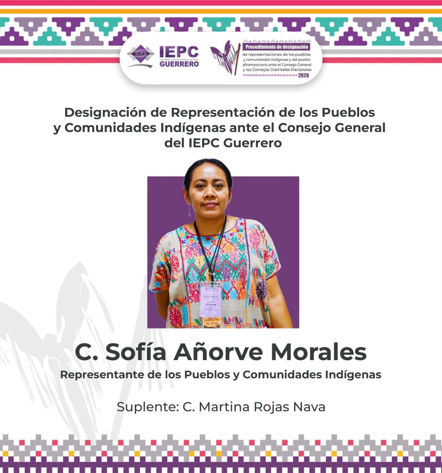 C. Sofía Añorve Morales - Representante de los Pueblos y Comunidades Indígenas